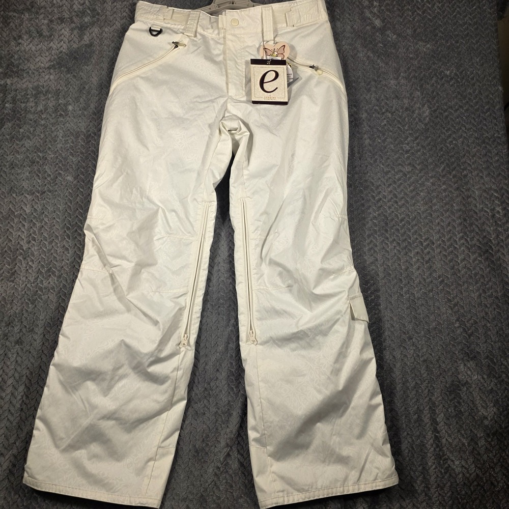 e by Turbine Women's Siren Ski Snow Pants Waterproof Small White Insulated NWT